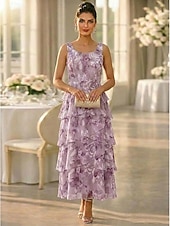 ieftine Seturi de rochii pentru mama-Două Piese Linia -A Lungime Gleznă Rochie pentru invitata de nunta Larg Rochie Mama Miresei Lungime Manșon 3/4 Scoateți gâtul Elegant Simplu Casual Oficial Invitat la nunta Concediu Șifon Rochii