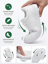 cheap Men-Men's White Music Festival Sneakers - Lightweight Comfort Lace-Up Casual Shoes - Minimalist Low-Top Footwear for Concerts, Outdoor Events, Travel and Everyday Leisure
