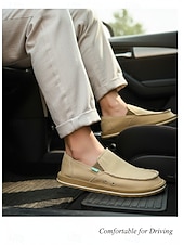 economico Scarpe Casual Slip-On-mocassini slip-on in tela da uomo – scarpe casual leggere e traspiranti per l'estate, la guida e le passeggiate in spiaggia