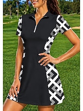 economico Abbigliamento Tennis da donna-Per donna Geometrico Abito sportivo Abito polo da tennis Manica Corta Zip a un quarto UPF50+ Elastico Traspirante Pallavolo Tennis Golf Collo ripiegato Vestito Nero Blu Viola Abbigliamento da tennis