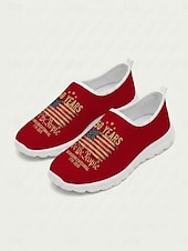 voordelige Vrouwenschoenen-Dames instapschoenen ter ere van het Amerikaanse jubileum - ademend &amp;Lichtgewicht casual sneakers van mesh met "1776-2026" &amp;Print met de Amerikaanse vlag, ideaal voor Onafhankelijkheidsdagparades en