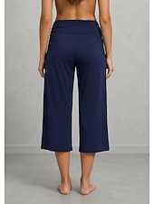 cheap Wide Leg &amp; High Waisted-Women's Wide Leg Vacation Sport Lounge Pants Calf-Length High Waist Comfortable Micro-elastic Vacation Formal Blue Light Gray rice white Black Summer Spring