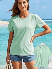cheap Plain tee-Women's T Shirt Plain Vintage Stylish Basic Short Sleeve Crew Neck Regular Tops Casual Daily White Pink Purple Green Summer Spring