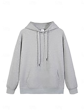 economico Felpe Semplici-Per donna Pullover Felpe con cappuccio Semplice Casual Manica Lunga Con Cappuccio Top Regolari Blu Nero Grigio Autunno