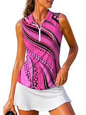 abordables Camisa de Mujer-Mujer Geométrico Abstracto Tops Camisa deportiva Camisas de polo Camiseta de tenis Sin Mangas Cremallera Floral UPF50+ Resistente a los rayos UV Alta elasticidad Dispersor de humedad Transpirable