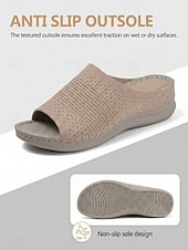 preiswerte Komfortsandalen-Damen-Sandalen mit Mandelfußgewölbestütze – offene Zehenpartie, weite Passform, Strickpantoffeln zum Hineinschlüpfen mit bequemer, gepolsterter Sohle, leichte Laufschuhe für geschwollene Füße,