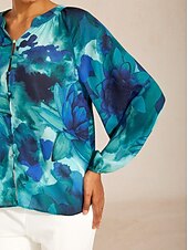 cheap Blouses &amp; Shirts-Abstract Floral Chiffon Crop Top