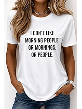 voordelige Humor &amp; Citaten thee-Dames T-shirt Afdrukken Grafisch Brief Stijlvol Klassiek Casual Korte mouw Strakke ronde hals Ronde hals Normale tops Casual Dagelijks Weekend Wit Wit 2 Wit 3 Zomer Lente Herfst Winter