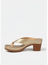 abordables Sandalias deslizantes-Chanclas de tacón para mujer: elegantes sandalias de tiras para verano, playa y ropa informal