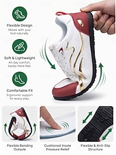 abordables Hombres-Men's White Red Music Festival Sneakers - Comfortable Lace Up Casual Shoes - Stylish Low Top Footwear for Concerts, Festival Outfits, Outdoor Parties and Everyday Streetwear