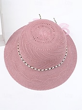 cheap Women's Hats-Women's Bohemian Straw Sun Hat, Multi-Color Wide Brim Beach Vacation Hat with 3D Flower Decor for Casual Wear
