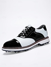 cheap Men's Golf Shoes-Men's Black White Golf Shoes, Lace-Up Dress Sport Shoes, Comfortable Non-Slip Shoes for Golf, Wedding, Outdoor Events