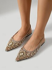 preiswerte Ballerinas für Damen-Glitzernde Strass-Slingback-Ballerinas für Damen – luxuriöse, mit Kristallen besetzte Brautschuhe mit spitzer Zehenpartie für Abendveranstaltungen und Galadinner &amp;Abend im Resort