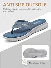 economico Sandali Comodi-Infradito da donna blu glitterate con supporto plantare, comode e leggere, con suola flessibile antiscivolo, ideali per l'uso quotidiano e per le gite in spiaggia. &amp;comfort per tutto il giorno