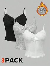 economico Serbatoio Semplice-Per donna Canotta A coste Tinta unica Elegante Caldo Spiaggia Senza Maniche Canotta Top corti Casuale Abbigliamento da vacanza Nero+Bianco+Grigio Estate