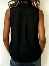 abordables Blouses Unies-Femmes Chemise Couleur Unie Uni Bohème Vacances ancien Sans manches Col ras du cou Hauts Longs Occasionnel Quotidien Sortir Noir Blanche Bleu Ciel Beige Été Printemps