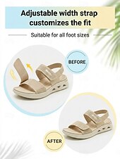 preiswerte Komfortsandalen-Komfortable Damen-Sandalen mit Mandelform und Fußgewölbeunterstützung – verstellbare, weite Wandersandalen mit Fußgewölbeunterstützung und gepolsterter Sohle &amp;Atmungsaktive Strickbänder für