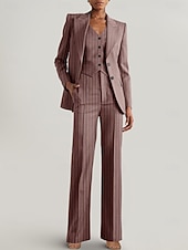 cheap Women's Suits-Women's 3 Pieces Suits Formal Wedding Guest Formal Evening Elegant Simple Long Sleeve Ankle Length Peak Lapel Single Breasted