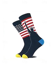 ieftine Accesorii-Șosete patriotice pentru bărbați - amestec de bumbac cu steagul SUA &amp;șosete cu model de bancnotă de un dolar pentru a 250-a aniversare a Americii, Ziua Independenței, sporturi în aer liber &amp;ținute
