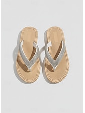economico Infradito scivolosi-infradito da donna con strass scintillanti: comodi sandali bassi con suola in corda intrecciata, calzature estive casual per piscina, spiaggia e vacanze