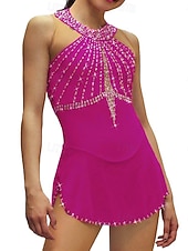 preiswerte Eiskunstlaufkleider-Eiskunstlaufkleid Damen Mädchen Eislaufen Kleider Schwarz Weiß Rosa Rückenfrei Gitter Spandex Hochelastisch Ausbildung Wettbewerb Eiskunstlaufkleidung Kristalle Ärmellos Eislaufen Eiskundstlauf