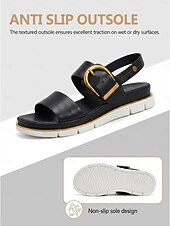 economico Sandali Comodi-Sandali comodi da donna neri con supporto per l'arco plantare - sandali leggeri con cinturino e fibbia, comodi per tutto il giorno, con suola antiscivolo, ideali per camminare e viaggiare.