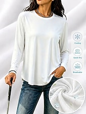 abordables T-shirt uni-Femmes Evacuation de l'humidité Séchage rapide T-shirt Sensation de fraîcheur Élégant Classique manche longue Col ras du cou Hauts Réguliers Occasionnel Quotidien Salle de sport Noir Blanche Rose