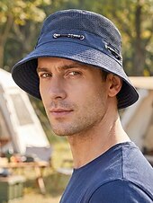 voordelige Herenhoeden-Ademende mesh bucket hat voor heren, lichtgewicht zomerzonnehoed van polyester met verstelbare pasvorm, pet voor buitenactiviteiten zoals vissen, wandelen en reizen, boonie hat met UV-bescherming,
