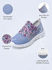 economico Sneakers da donna-Sneakers da passeggio da donna con stampa floreale, scarpe leggere e traspiranti in mesh, ideali per viaggi informali, passeggiate in giardino e comfort quotidiano.