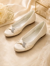 economico Madre della Sposa/Sposo-scarpe da sposa con tacco basso per la madre della sposa – eleganti scarpe da sera in raso color champagne per matrimoni formali