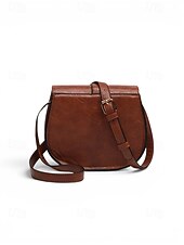 preiswerte Umhängetaschen-Retro-Umhängetasche aus braunem Kunstleder für Damen im Boho-Vintage-Stil mit verstellbarem Riemen – ideal für Freizeit, Reisen und Sommer.