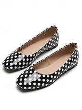 cheap Women's Flats-Women's Daily Flat Heel Square Toe Fashion Faux Leather Loafer Black White