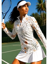 economico Camicia Donna-Per donna Floreale Top Maglietta sportiva Maglia da tennis Manica Lunga Cerniera Floreale UPF50+ Resistente ai Raggi UV Alta elasticità Traspirante Pallavolo Tennis Golf Collo Alto Collo con zip
