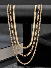 cheap Women's Necklace-Women's Gold Silver Layered Necklace Set, 3 Piece Alloy Chain Necklace Set for Summer Vacation, Casual Daily Wear and Elegant Layering Jewelry
