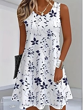 ieftine Rochii florale-Pentru femei Rochie Mini Rochie de Vară Rochie A line Rochie de vară Vacanță Casual Boho Plajă Petrecere Nuntă Zvelt Floral Grafic Fără manșon În U Albastru piscină Verde Deschis Mov Deschis Var