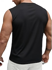 cheap Tank Tops-Men's Racer Back Tank Top Sleeveless Crew Neck Summer Solid Color Sports Soak Off Reflective Strip Minimalist Casual Silver Light Khaki Black Top Tee for Men