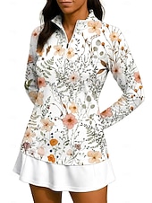 economico Camicia Donna-Per donna Floreale Top Maglietta sportiva Maglia da tennis Manica Lunga Cerniera Floreale UPF50+ Resistente ai Raggi UV Alta elasticità Traspirante Pallavolo Tennis Golf Collo Alto Collo con zip