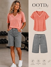  Per donna Jeans Shorts Pantaloncini Burmuda Moda Lunghezza al ginocchio Vita Alta Classico Comodità Vacanza Formale Blu chiaro Grigio Estate Primavera Vestibilità regolare