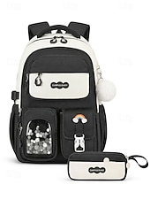 cheap Kids &amp; Teen Backpacks-Girls School Backpack Set, Pink Waterproof Polyester Bookbag with Pencil Case, Large Capacity Multi-Pocket Student Backpack, Ergonomic Support, Travel &amp; Daily Use, Grade 1-6