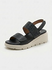 abordables Sandales Confort-Sandales compensées vertes à strass pour femme, avec soutien de la voûte plantaire – sandales à bride arrière confortables et scintillantes, dotées d'une semelle intérieure rembourrée et d'une semelle