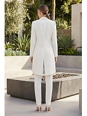 voordelige Damespakken-Dames 3-delige pakken Bruiloft Bruiloft gast Stretch crêpe Elegant Blote rug Lange mouw Tot de enkel Gekerfde revers