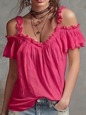  Women's Shirt Blouse Ruffle Blouse Solid Color Elegant Fashion Sleeveless Ruffle collar Long Tops Casual White claret Black Yellow Pink Summer Spring