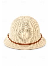 abordables Sombreros de mujer-Sombrero de sol de poliéster tejido para mujer, estilo cloche multicolor con ala larga en la parte delantera y corta en la trasera. Sombrero ligero ideal para vacaciones de verano, playa, viajes,