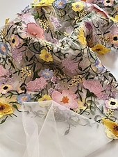 ieftine Lungimea podelei-Linia -A Rochii Lungime Podea Rochie de petrecere Rochie de Cocktail Rochie Mama Miresei Manșon Lung În V Elegant Epocă Luxos Oficial Invitat la nunta Petrecere Logodnă Dantelă Tulle cu Flori 3D
