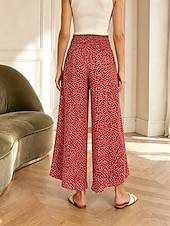 preiswerte weites Bein und hohe Taille-Damen Weites Bein Chinos Aktiv Mode Volle Länge Hohe Taille Tupfen Tasche Elastischer Bund Druck Bequem Weich Unelastisch Outdoor Straße Schwarz Grün Rote Herbst Normale Passform