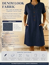 cheap Plain Dress-Women's Knee Length Dress Casual Dress Elegant Vacation Casual Daily Outdoor Vacation Regular Fit Plain Short Sleeve Crew Neck Blue Navy Blue Summer Spring