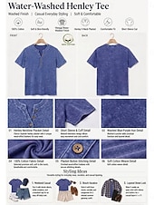  Camisa Henley feminina vintage 100% algodão - blusa básica de manga curta com lavagem suave.