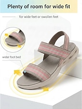 cheap Comfort Sandals-Women's Pink Elastic Strap Arch SupportWalking Sandals – Lightweight Comfort Sport Sandals with Cushioned Footbed &amp; Shock Absorbing Sole for Travel, Vacation, Beach and Everyday Comfort