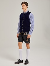 preiswerte Trachtenweste-Oktoberfest Trachten Waistcoat Traditional Bavarian Vest Embroidery Velvet Stand Collar Mandarin Collar German Alpine Heritage Wiesn Men's Carnival Beer Festival Traditional Style Cloth