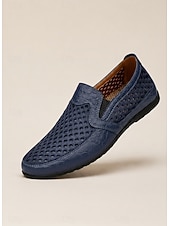 baratos Sapatos Casuais Slip-On-Homens Mocassins e Slip-Ons sapatos feitos à mão Caminhada Casual Ao ar livre Atlético Com Transparência Pele Respirável Confeccionada à Mão Preto Azul Marron Verão Primavera